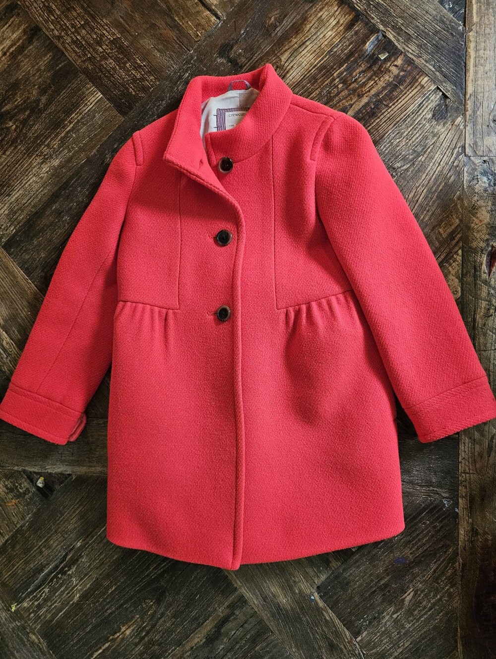 Crewcuts Girls' Red Pea Coat with Button Front